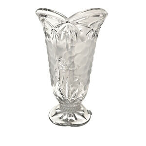 Block Lead Crystal Tuscan Frosted Grapes Savannah 10" Vase Footed Pedestal